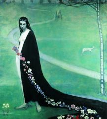 Mujer con flores de Romaine Brooks